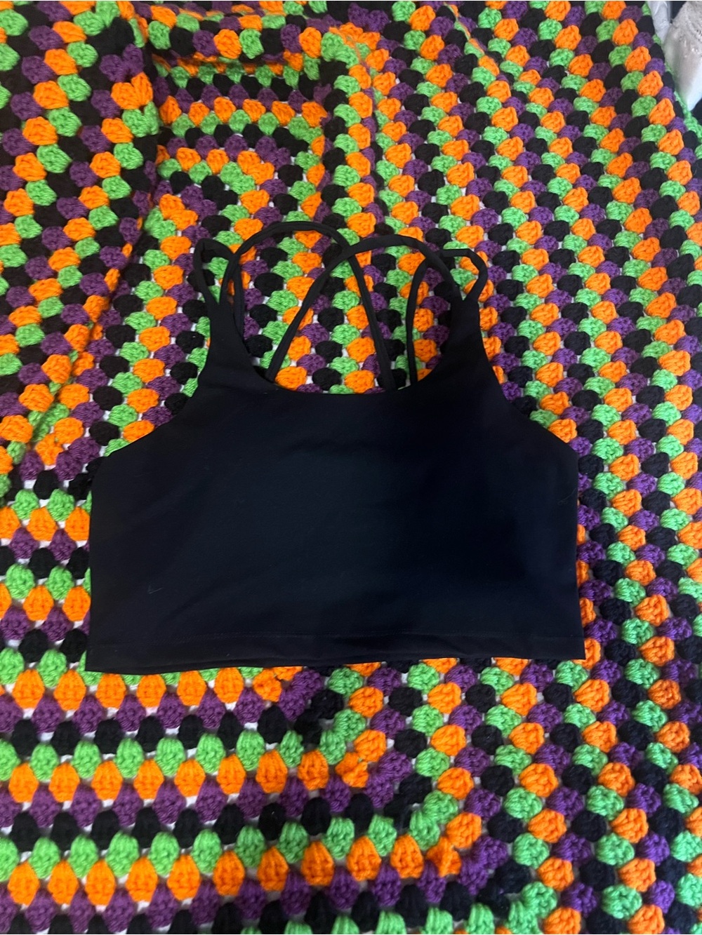 NWOT Black Strappy Padded Sports Bra- Small
